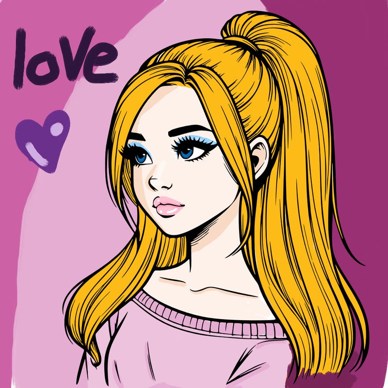 realistic girl with a high ponytail