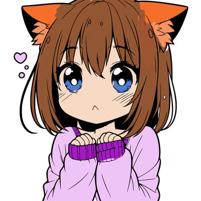 shy anime catgirl
