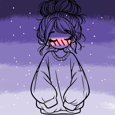 girl with baggy sweatshirt and messy bun