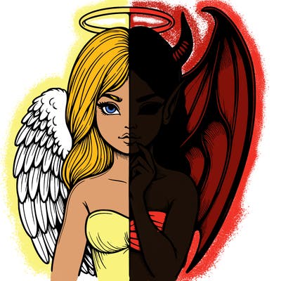 realistic angel half demon