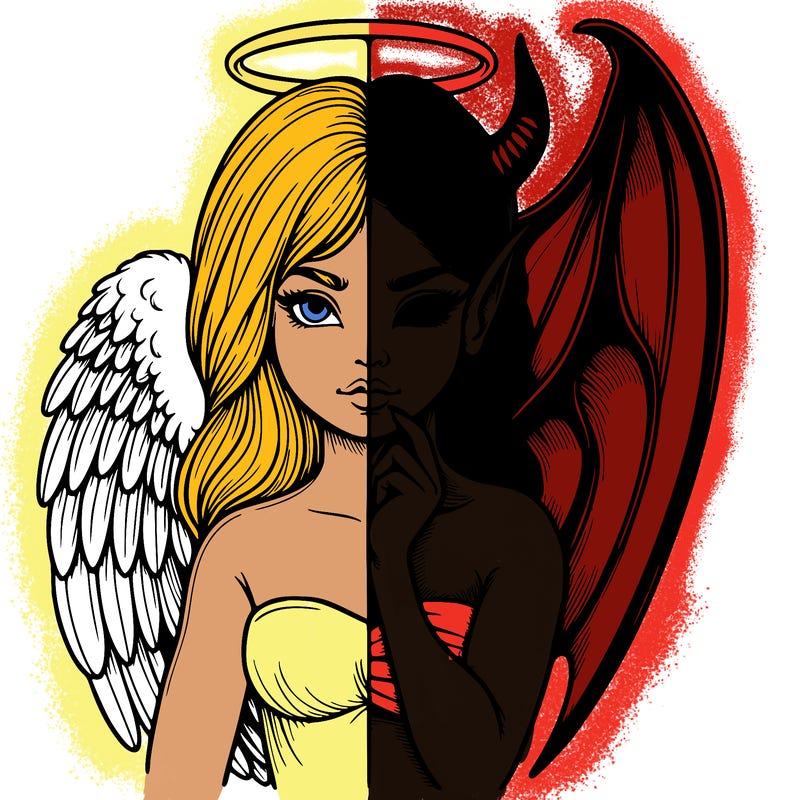 realistic angel half demon