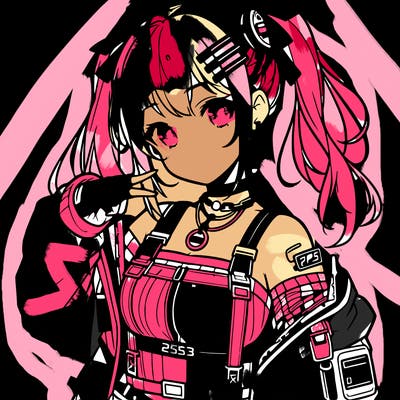anime teen girl in cyberpunk outfit
