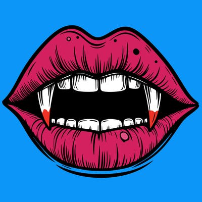 lips with vampire teeth