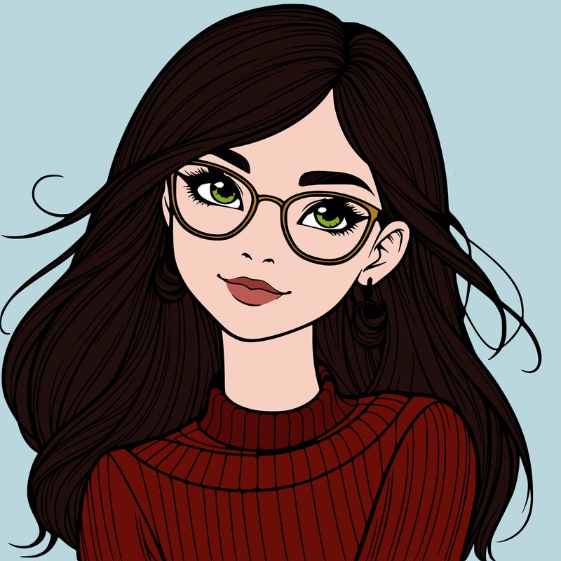 realistic girl with glasses
