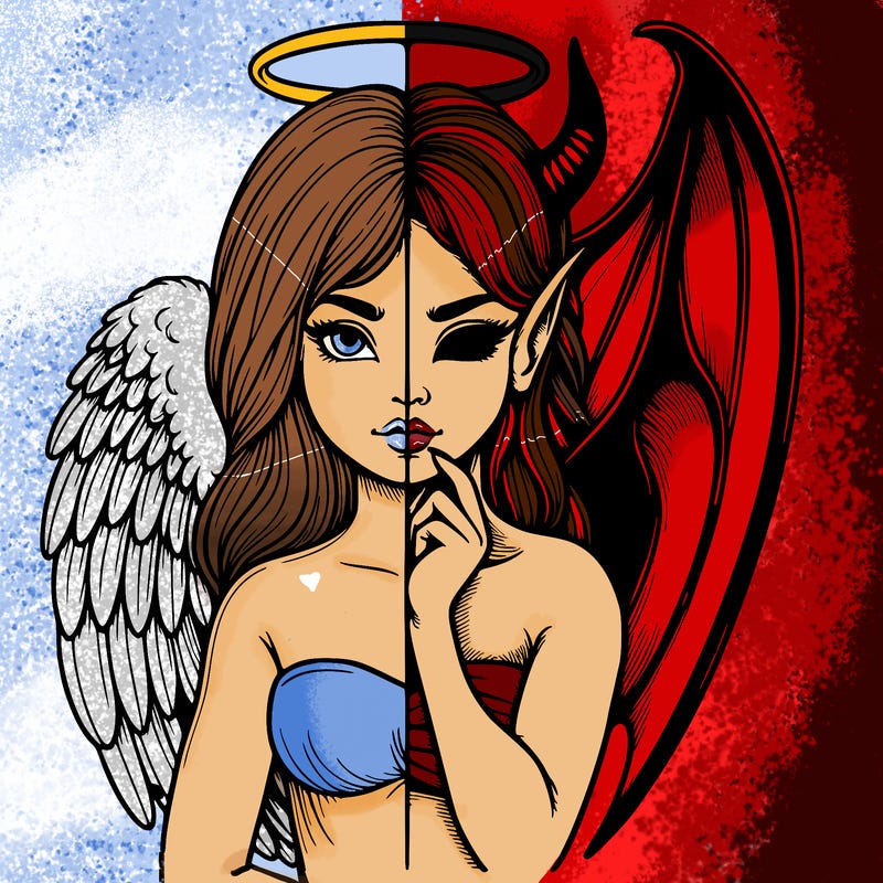 realistic angel half demon