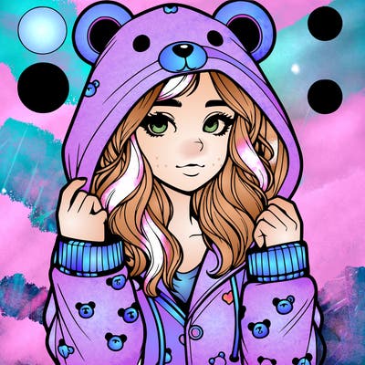 realistic girl in a animal pjs hoodie