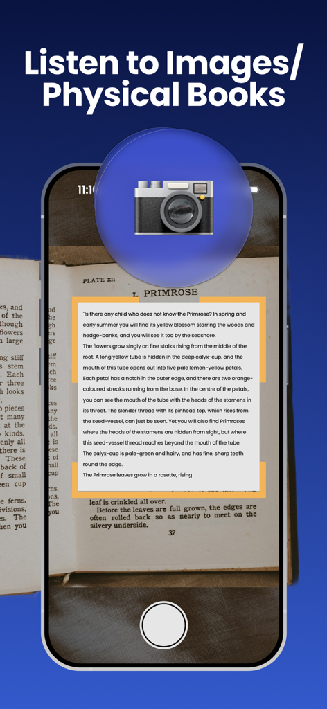 NaturalReader - Text To Speech - App NaturalReader che utilizza la fotocamera mobile per scansionare un libro fisico per la conversione da testo a voce