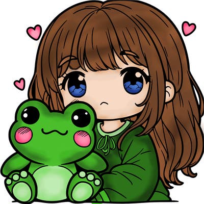 a girl with her frog plus