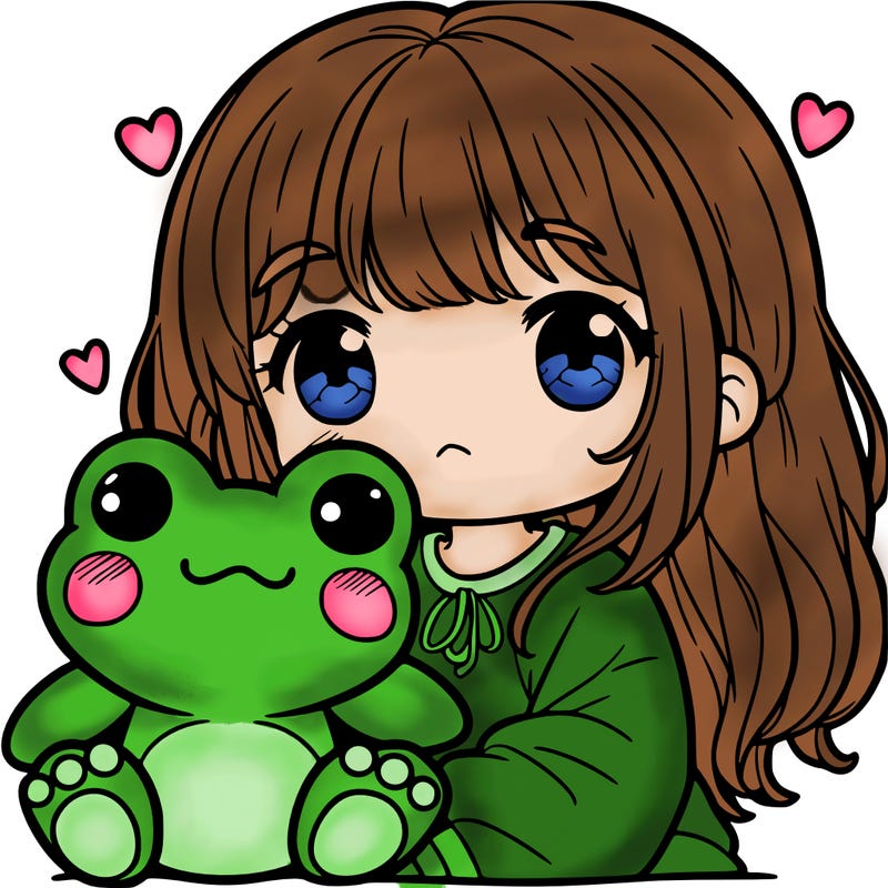 a girl with her frog plus