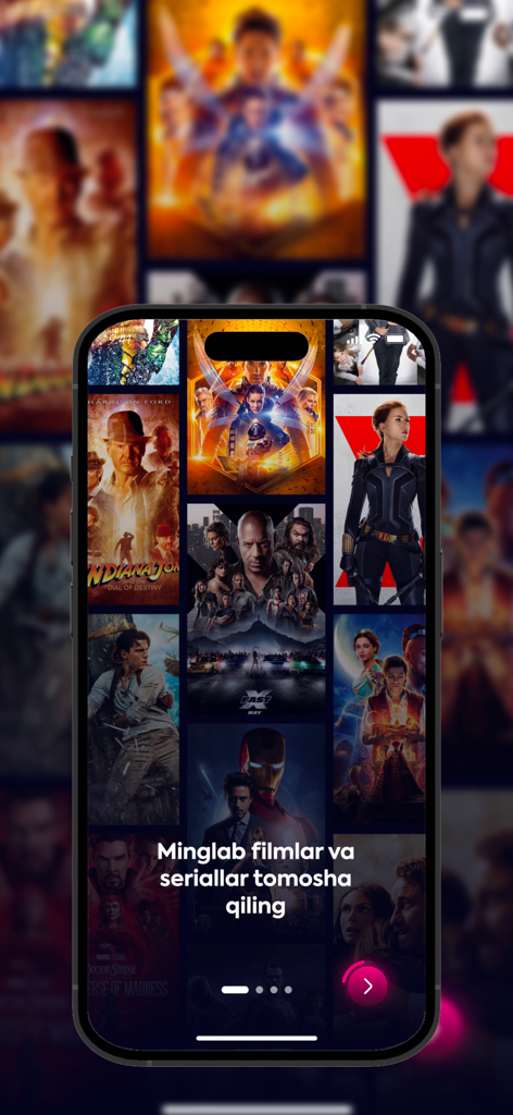 Riya Play - Mobile interface of the Riya Play app showcasing a library of popular films and series.