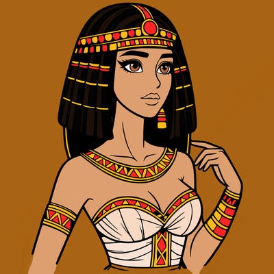 realistic woman wearing a cleopatra costume