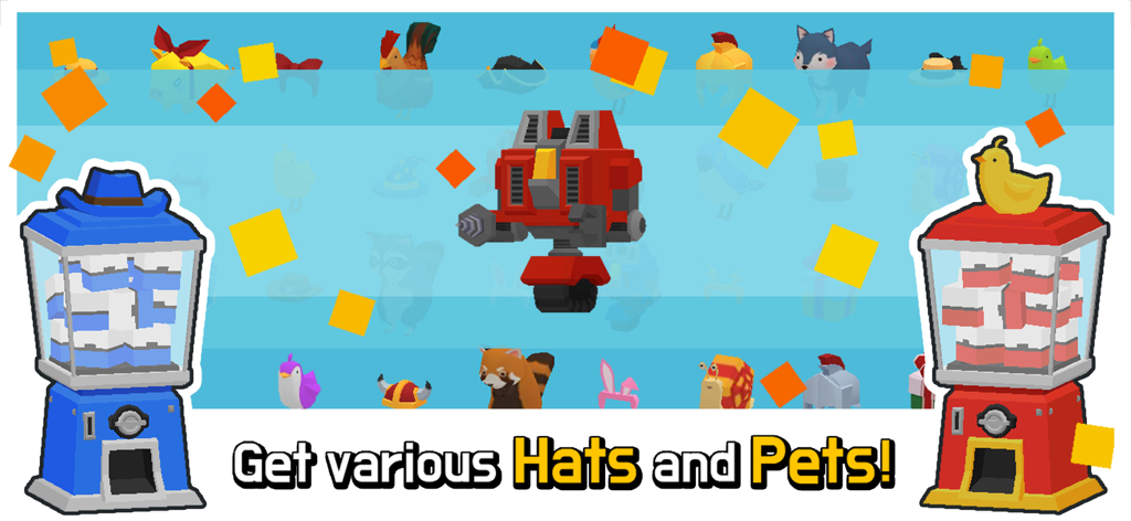 Mine Survival - Two capsule toy machines displaying collectible hats and pets in Mine Survival