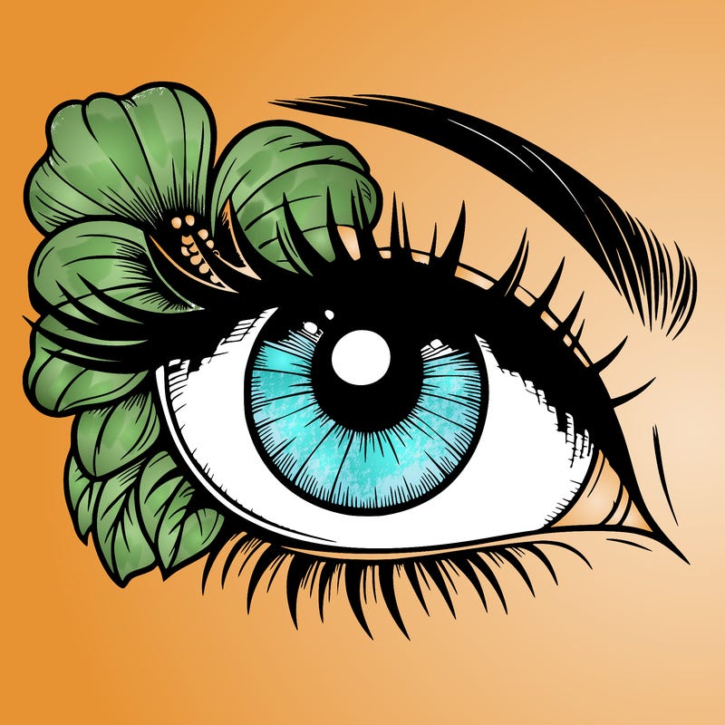 realistic eye with flower