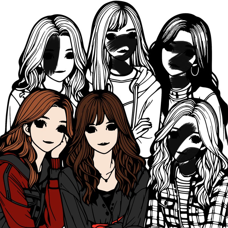 a group of girls realistic