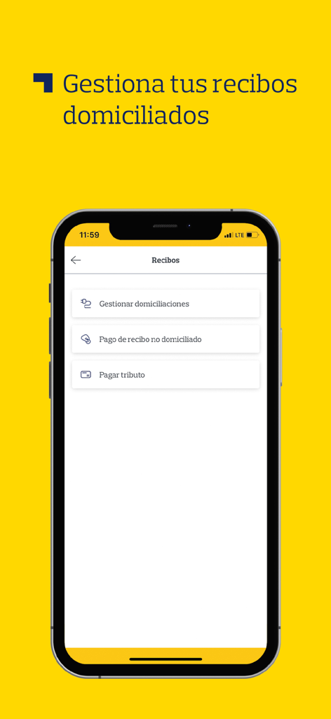 Banco Pichincha España - Oberfläche der Banco Pichincha Spanien App zur Verwaltung von Lastschriften und Rechnungszahlungen.