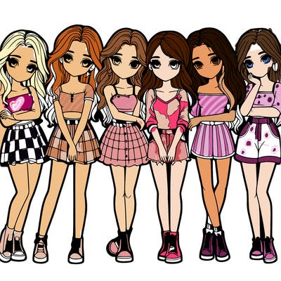 a group of girls realistic