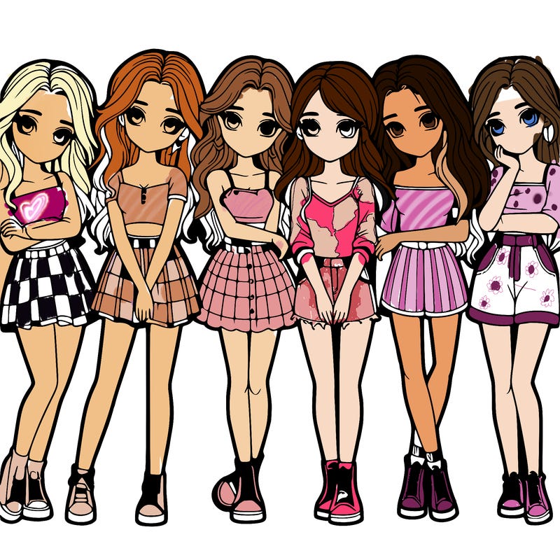 a group of girls realistic