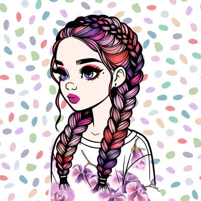 realistic girl with braids