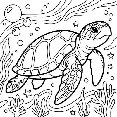Introduce your child to the wonders of marine life with this charming Loggerhead Sea Turtle coloring page. Designed specifically for kids aged 4-8, it offers balanced line weights and engaging details perfect for young artists.
