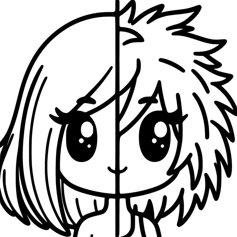 split girl long hair on one side short spikey hair on other