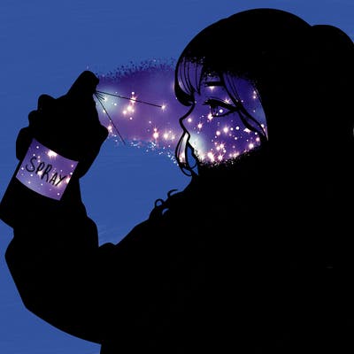 a realistic girl spray, painting