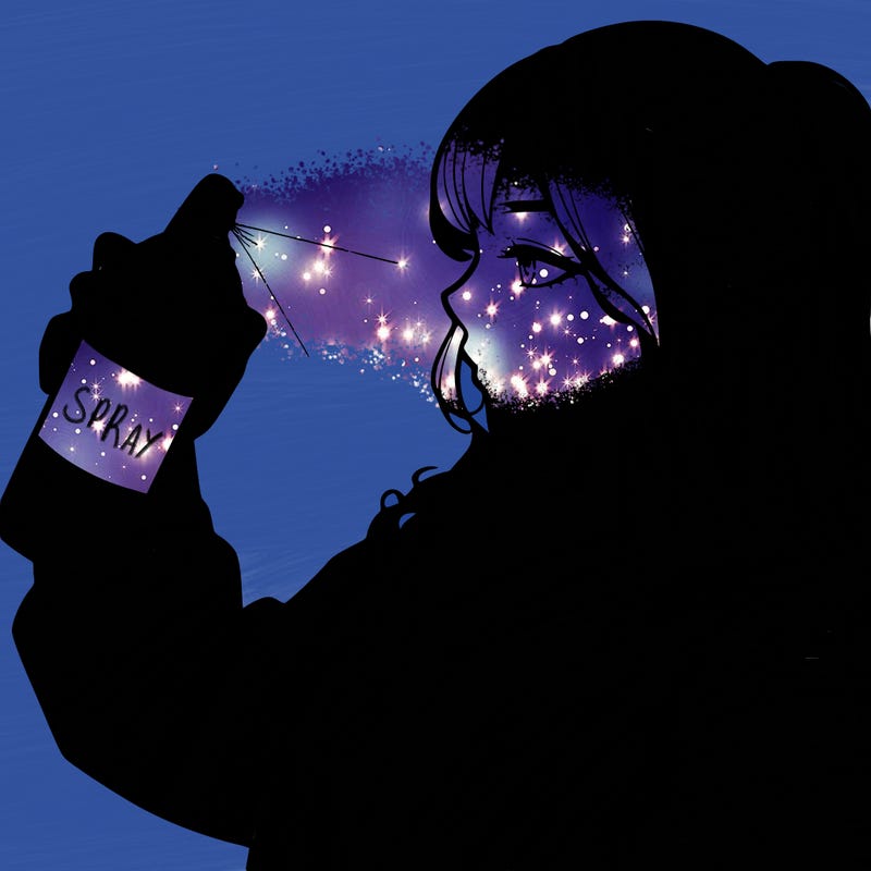 a realistic girl spray, painting