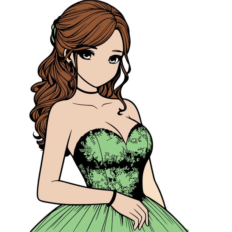 realistic girl in prom dress