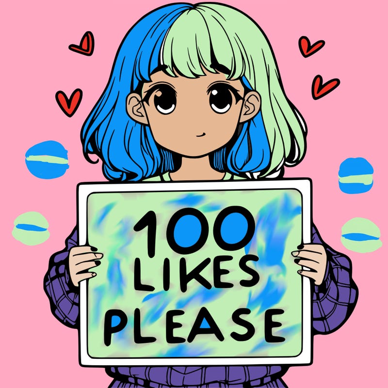 a girl holding a sign saying 100 likes please