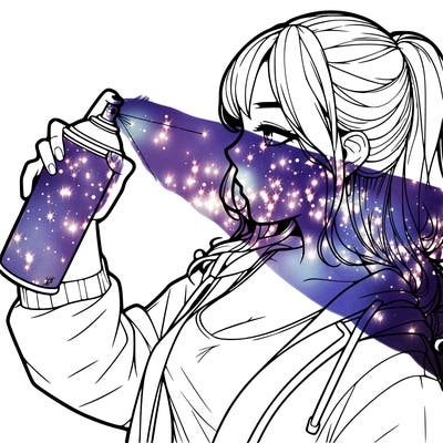 a realistic girl spray, painting
