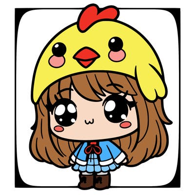 cute girl with chicken hat