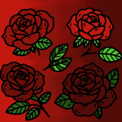 cute four pieces roses