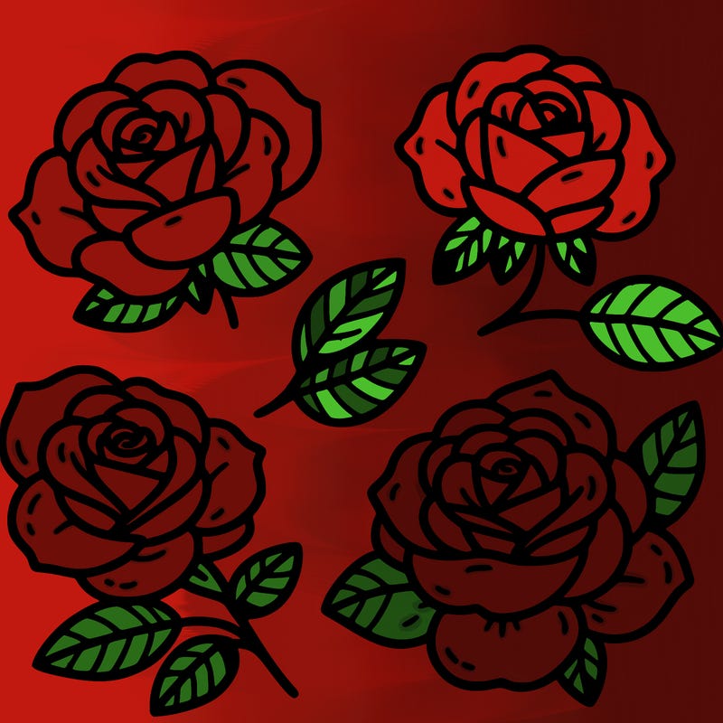 cute four pieces roses