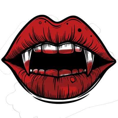 lips with vampire teeth