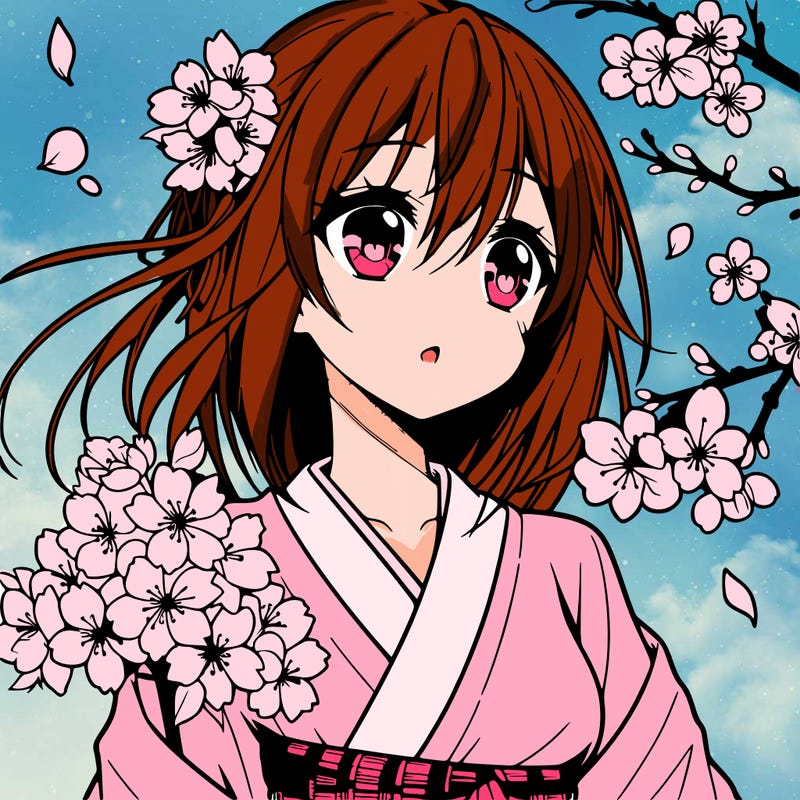 anime girl with cherry blossoms