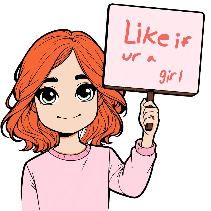 realistic girl holding up a sign