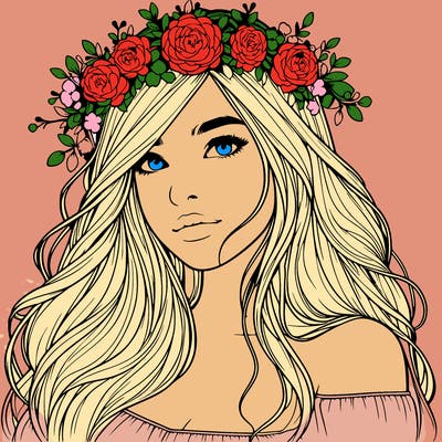 realistic girl with flower crown