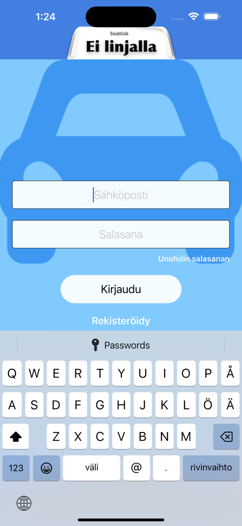 SnapCab taxi driver mobile application login page