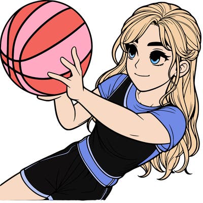 realistic girl playing basketball
