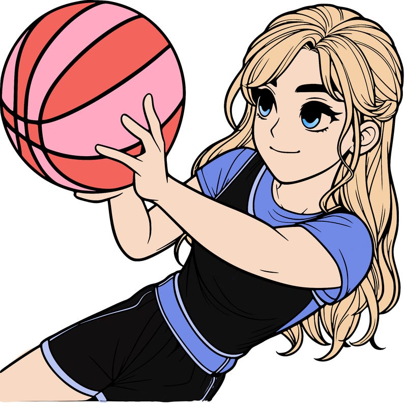 realistic girl playing basketball