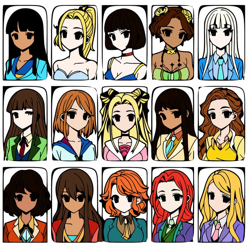 girls that look diffrent anime