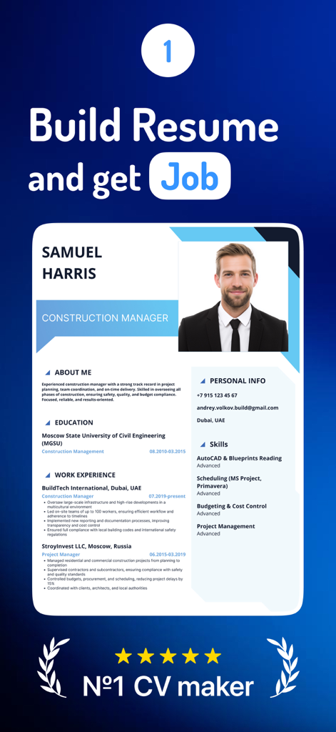 CV Maker & Resume Builder app - Plantilla de currículum profesional en la app CV Maker y Creador de Currículums