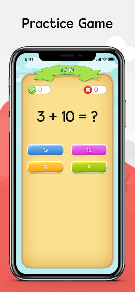 Kids Math IQ - 子供向けの足し算練習ゲームのキッズ算数IQアプリのスクリーンショット。