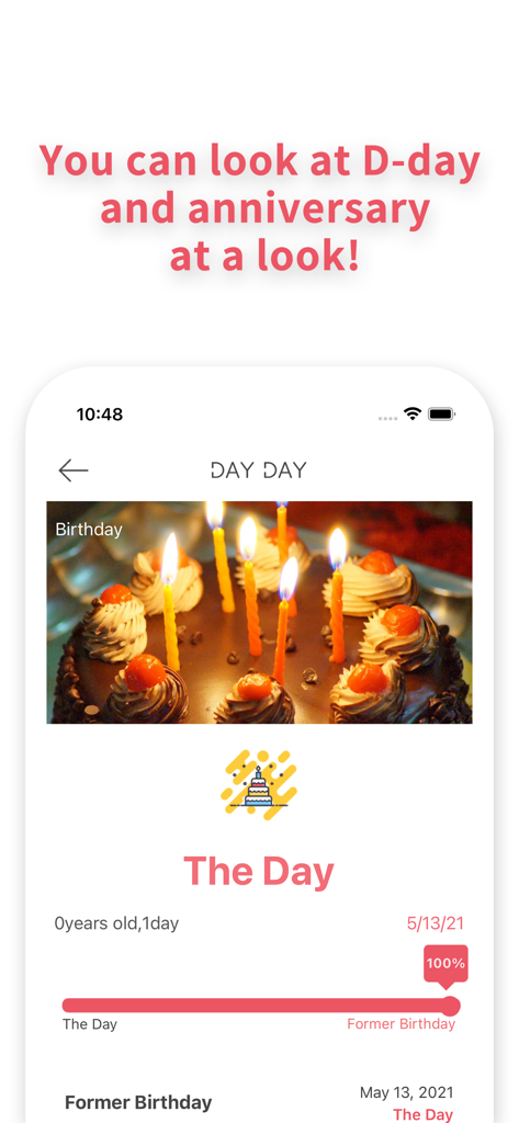 DAY DAY Widget - Interface estética de contagem regressiva de aniversário no aplicativo móvel DAY DAY Widget