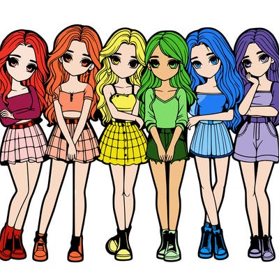 a group of girls realistic