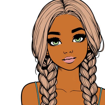 realistic girl with braids