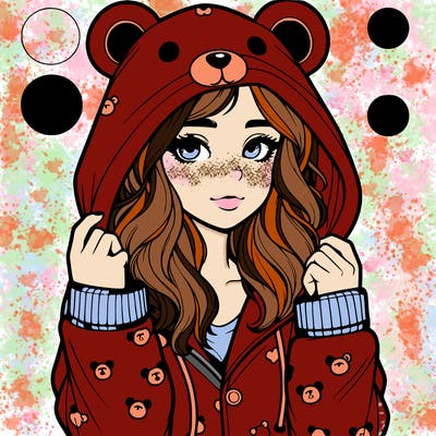 realistic girl in a animal pjs hoodie