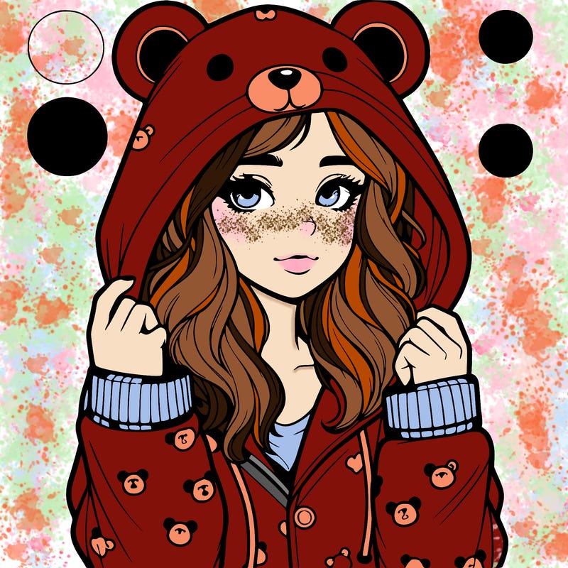 realistic girl in a animal pjs hoodie