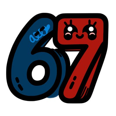 the numbers 67