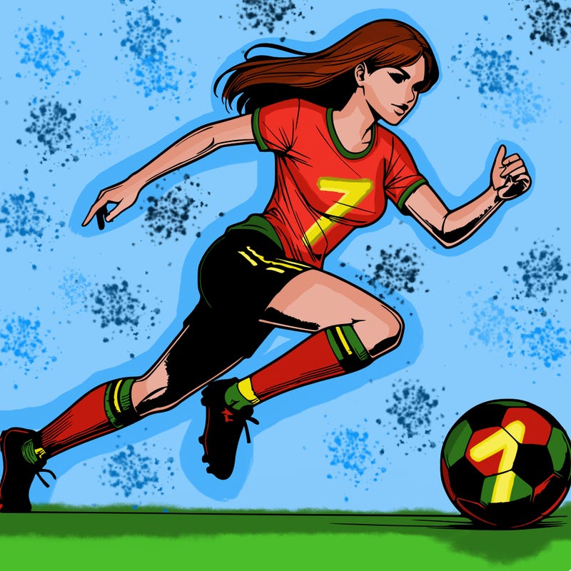 realistic woman playing soccer