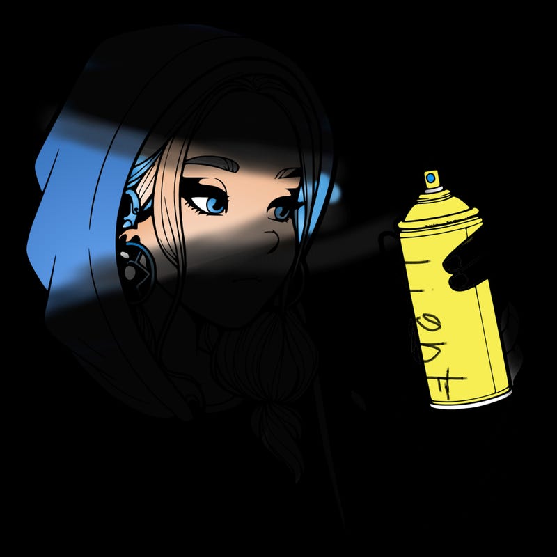 a realistic girl, spray painting